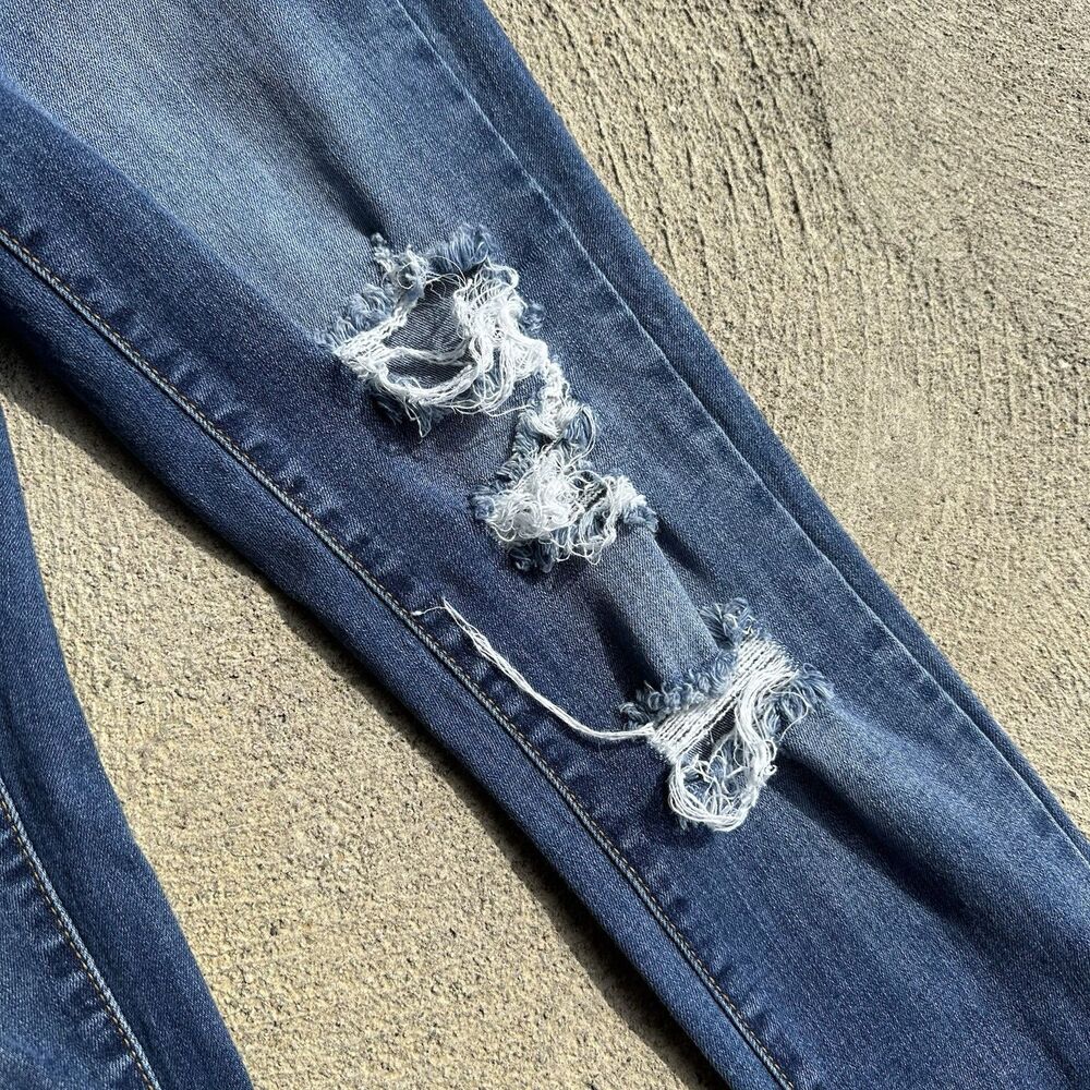 Judy Blue Jeans Womens 3 (26) Blue Skinny Fit Mid Rise Stretch Distressed Denim - Picture 9 of 16